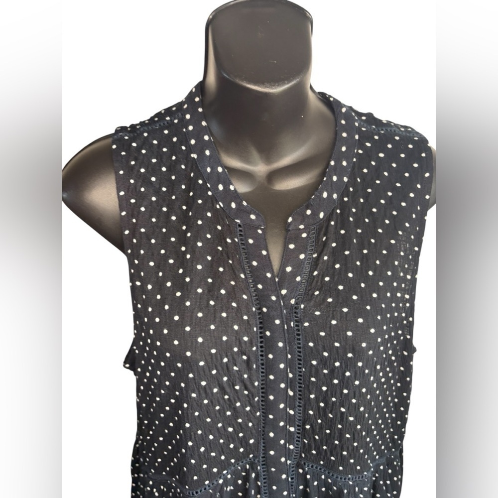 Anthropology Nia tunic button front polka dots tank top sz Large flowy - Picture 6 of 9